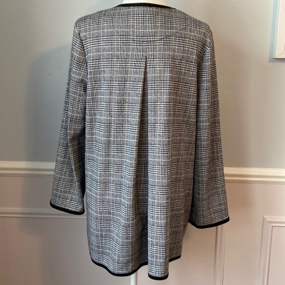 Max Studio Houndstooth Open Front Cardigan Two Front Pockets Black White Size L - Picture 6 of 12